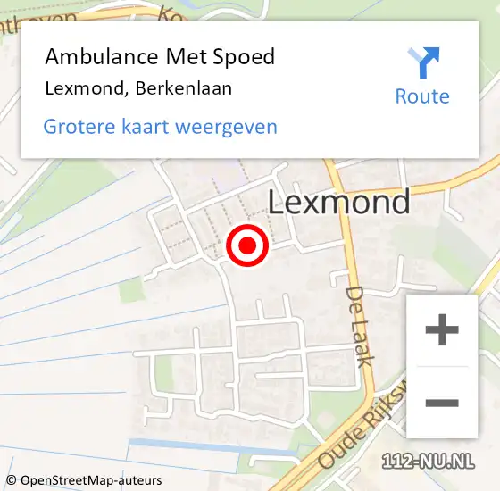 Locatie op kaart van de 112 melding: Ambulance Met Spoed Naar Lexmond, Berkenlaan op 22 januari 2016 12:03