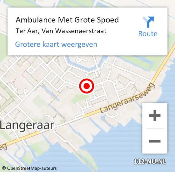 Locatie op kaart van de 112 melding: Ambulance Met Grote Spoed Naar Ter Aar, Van Wassenaerstraat op 22 januari 2016 12:08