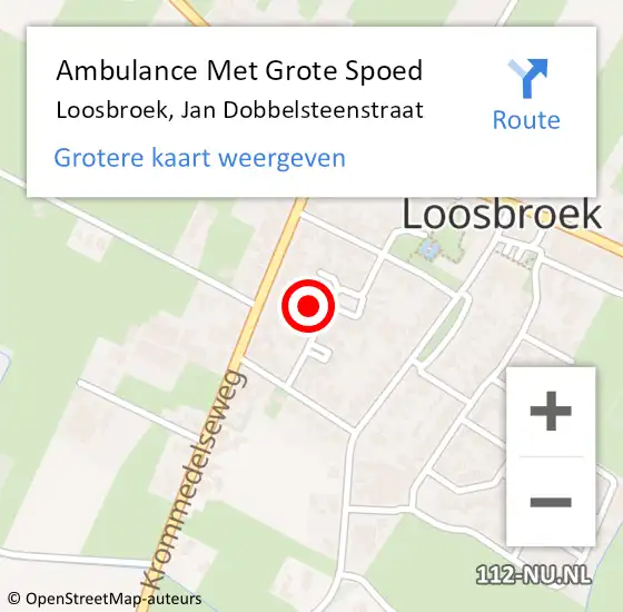 Locatie op kaart van de 112 melding: Ambulance Met Grote Spoed Naar Loosbroek, Jan Dobbelsteenstraat op 22 januari 2016 12:27