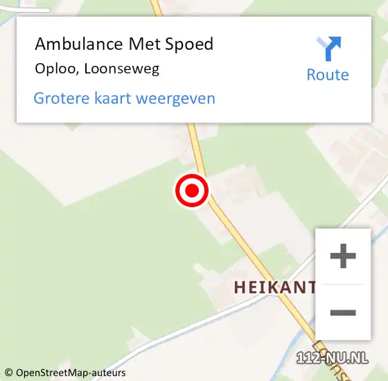 Locatie op kaart van de 112 melding: Ambulance Met Spoed Naar Oploo, Loonseweg op 22 januari 2016 12:48