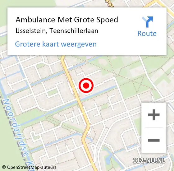 Locatie op kaart van de 112 melding: Ambulance Met Grote Spoed Naar IJsselstein, Teenschillerlaan op 22 januari 2016 14:24