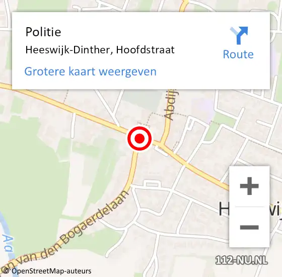 Locatie op kaart van de 112 melding: Politie Heeswijk-Dinther, Hoofdstraat op 22 januari 2016 14:49