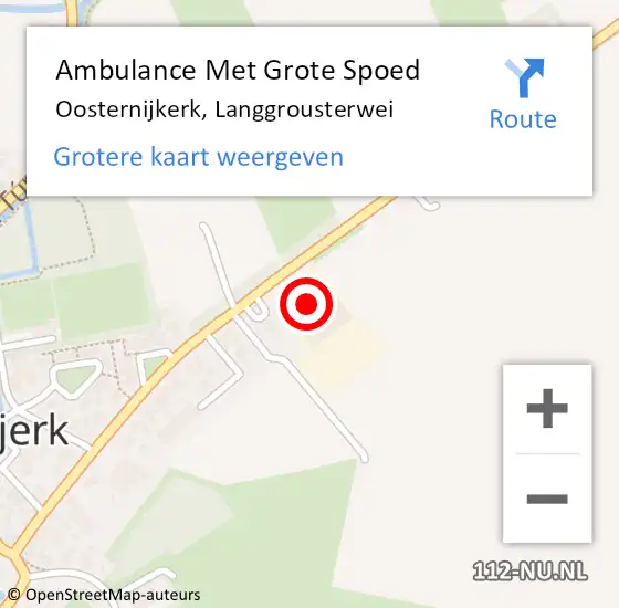 Locatie op kaart van de 112 melding: Ambulance Met Grote Spoed Naar Oosternijkerk, Langgrousterwei op 22 januari 2016 14:55