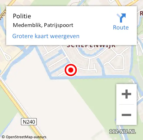 Locatie op kaart van de 112 melding: Politie Medemblik, Patrijspoort op 22 januari 2016 15:07