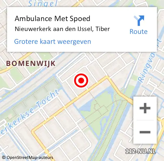 Locatie op kaart van de 112 melding: Ambulance Met Spoed Naar Nieuwerkerk aan den IJssel, Tiber op 22 januari 2016 15:48