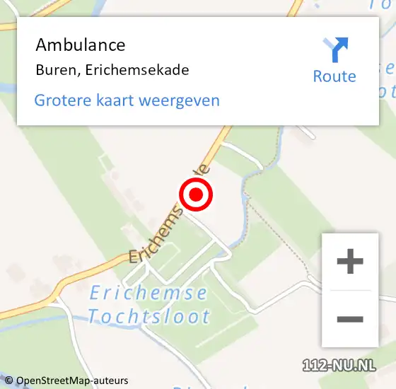 Locatie op kaart van de 112 melding: Ambulance Buren, Erichemsekade op 22 januari 2016 16:43