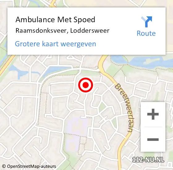 Locatie op kaart van de 112 melding: Ambulance Met Spoed Naar Raamsdonksveer, Loddersweer op 22 januari 2016 17:16