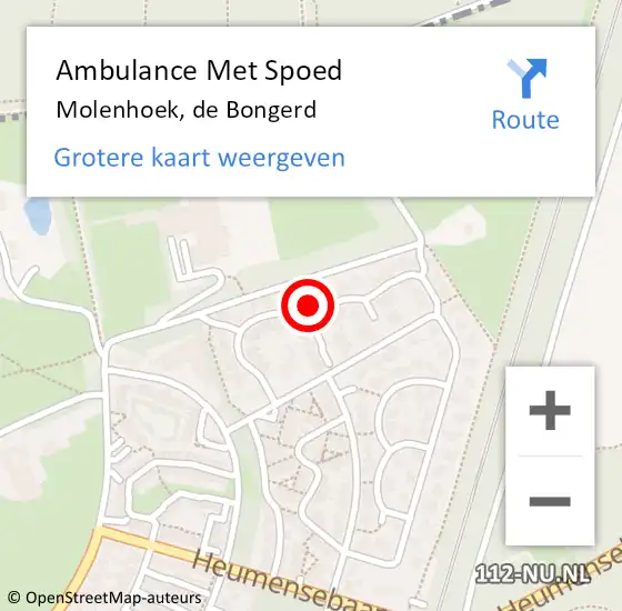 Locatie op kaart van de 112 melding: Ambulance Met Spoed Naar Molenhoek, de Bongerd op 22 januari 2016 17:30