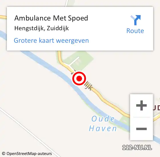 Locatie op kaart van de 112 melding: Ambulance Met Spoed Naar Hengstdijk, Zuiddijk op 22 januari 2016 17:58