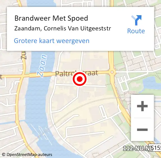 Locatie op kaart van de 112 melding: Brandweer Met Spoed Naar Zaandam, Cornelis Van Uitgeeststr op 22 januari 2016 19:13