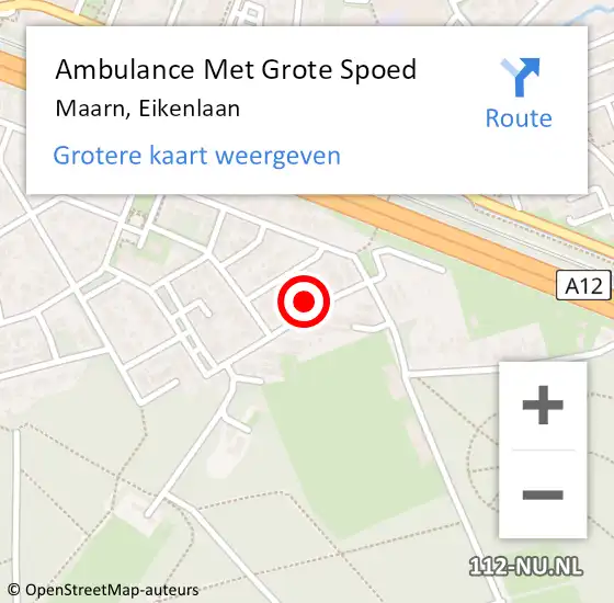 Locatie op kaart van de 112 melding: Ambulance Met Grote Spoed Naar Maarn, Eikenlaan op 22 januari 2016 19:29