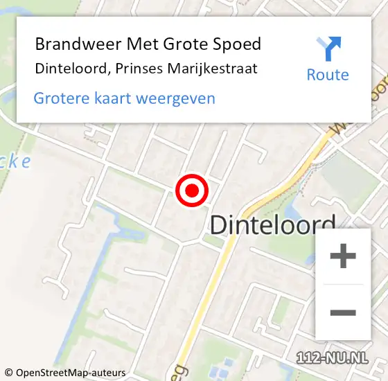 Locatie op kaart van de 112 melding: Brandweer Met Grote Spoed Naar Dinteloord, Prinses Marijkestraat op 22 januari 2016 20:00