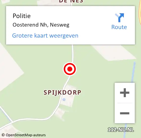 Locatie op kaart van de 112 melding: Politie Oosterend Nh, Nesweg op 22 januari 2016 20:10