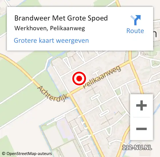 Locatie op kaart van de 112 melding: Brandweer Met Grote Spoed Naar Werkhoven, Pelikaanweg op 22 januari 2016 20:54