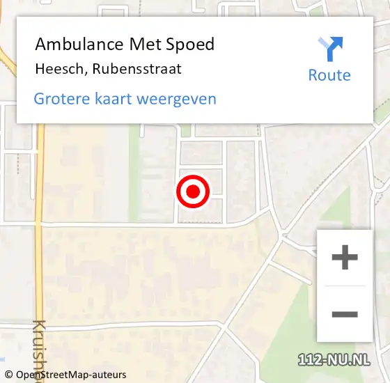 Locatie op kaart van de 112 melding: Ambulance Met Spoed Naar Heesch, Rubensstraat op 22 januari 2016 21:20