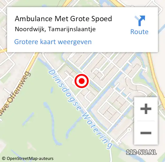 Locatie op kaart van de 112 melding: Ambulance Met Grote Spoed Naar Noordwijk, Tamarijnslaantje op 22 januari 2016 22:53