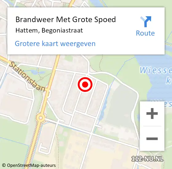 Locatie op kaart van de 112 melding: Brandweer Met Grote Spoed Naar Hattem, Begoniastraat op 22 januari 2016 23:20