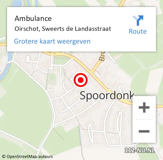 Locatie op kaart van de 112 melding: Ambulance Oirschot, Sweerts de Landasstraat op 22 januari 2016 23:22