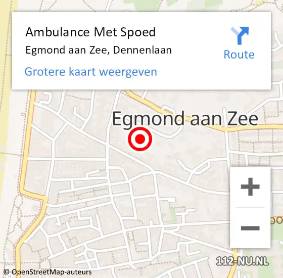 Locatie op kaart van de 112 melding: Ambulance Met Spoed Naar Egmond aan Zee, Dennenlaan op 23 januari 2016 00:23