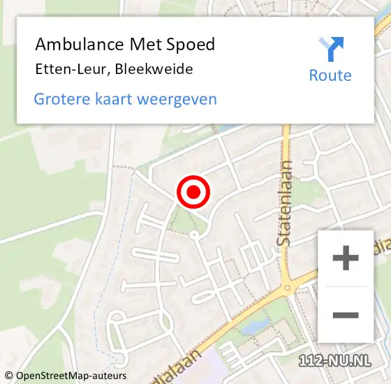 Locatie op kaart van de 112 melding: Ambulance Met Spoed Naar Etten-Leur, Bleekweide op 23 januari 2016 00:40