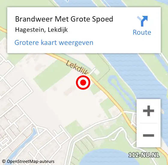 Locatie op kaart van de 112 melding: Brandweer Met Grote Spoed Naar Hagestein, Lekdijk op 23 januari 2016 00:42