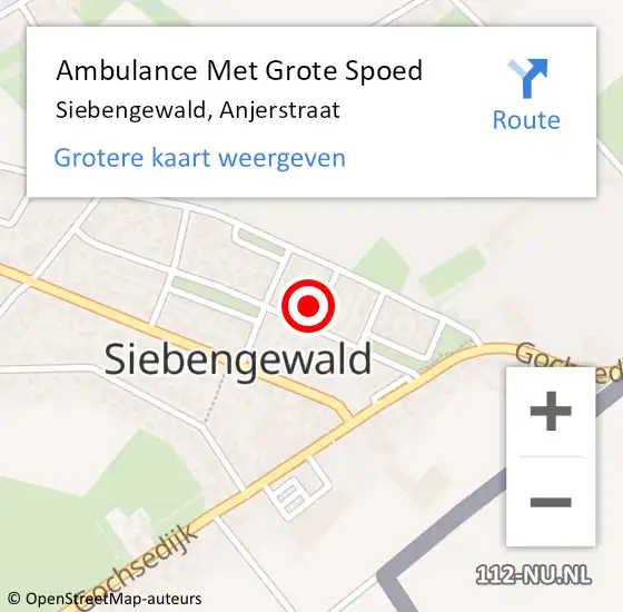 Locatie op kaart van de 112 melding: Ambulance Met Grote Spoed Naar Siebengewald, Anjerstraat op 23 januari 2016 01:47