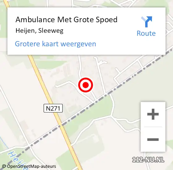 Locatie op kaart van de 112 melding: Ambulance Met Grote Spoed Naar Heijen, Sleeweg op 23 januari 2016 02:17