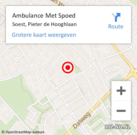 Locatie op kaart van de 112 melding: Ambulance Met Spoed Naar Soest, Pieter de Hooghlaan op 23 januari 2016 02:45