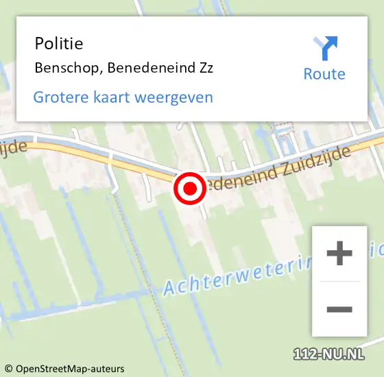 Locatie op kaart van de 112 melding: Politie Benschop, Benedeneind Zz op 23 januari 2016 03:19