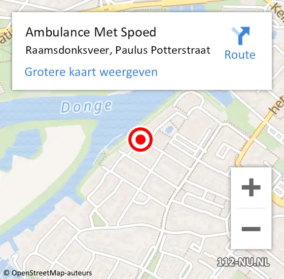 Locatie op kaart van de 112 melding: Ambulance Met Spoed Naar Raamsdonksveer, Paulus Potterstraat op 23 januari 2016 06:54