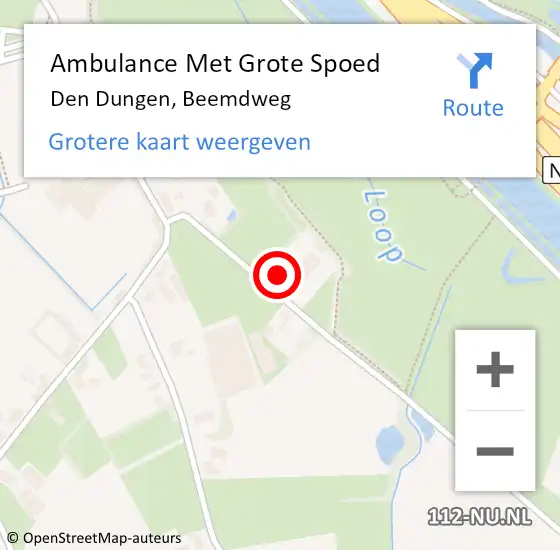 Locatie op kaart van de 112 melding: Ambulance Met Grote Spoed Naar Den Dungen, Beemdweg op 23 januari 2016 07:52