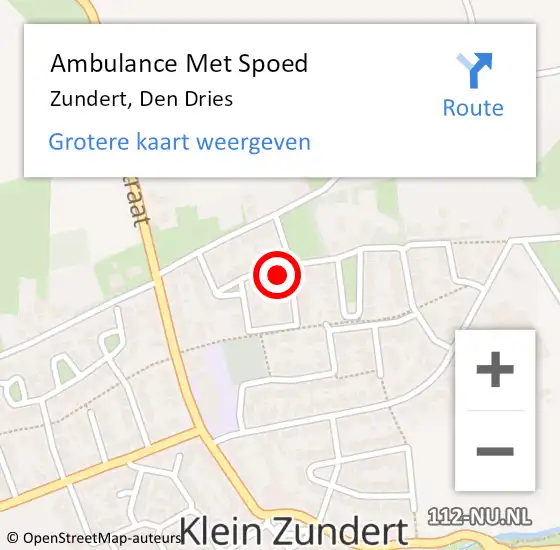 Locatie op kaart van de 112 melding: Ambulance Met Spoed Naar Zundert, Den Dries op 23 januari 2016 07:56