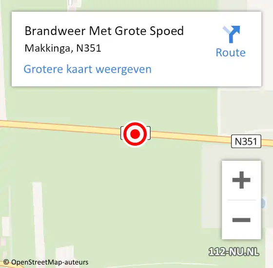 Locatie op kaart van de 112 melding: Brandweer Met Grote Spoed Naar Makkinga, N351 hectometerpaal: 3,5 op 23 januari 2016 08:43