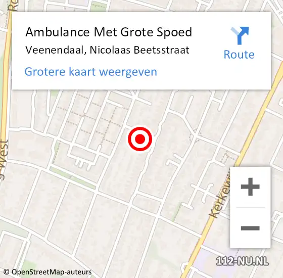 Locatie op kaart van de 112 melding: Ambulance Met Grote Spoed Naar Veenendaal, Nicolaas Beetsstraat op 23 januari 2016 08:50