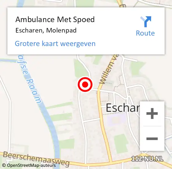 Locatie op kaart van de 112 melding: Ambulance Met Spoed Naar Escharen, Molenpad op 4 december 2013 08:10