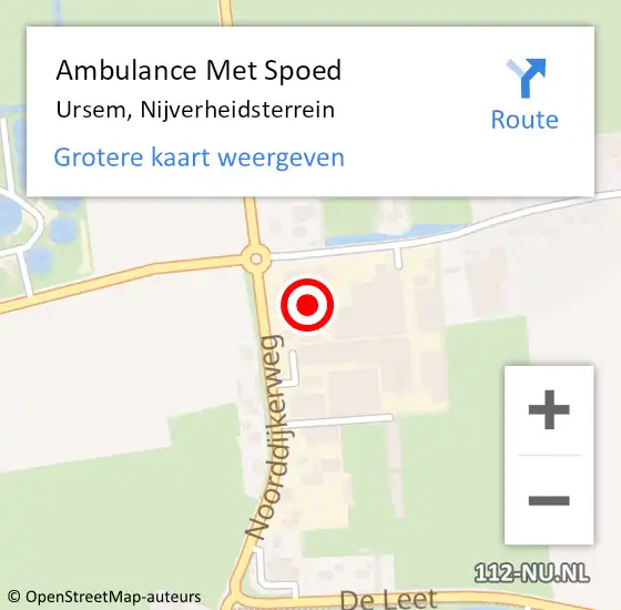 Locatie op kaart van de 112 melding: Ambulance Met Spoed Naar Ursem, Nijverheidsterrein op 23 januari 2016 10:37