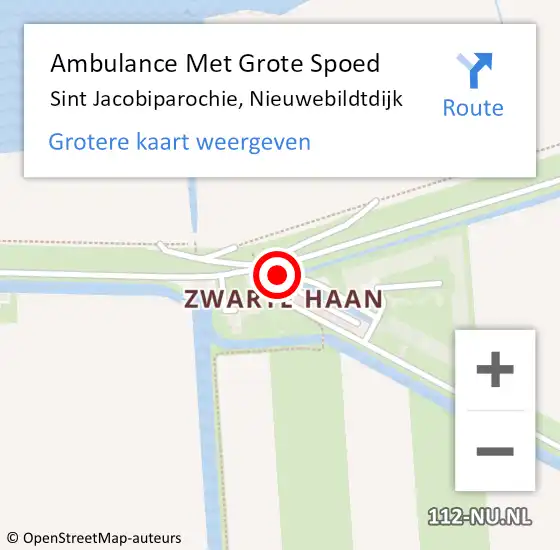 Locatie op kaart van de 112 melding: Ambulance Met Grote Spoed Naar Sint Jacobiparochie, Nieuwebildtdijk op 23 januari 2016 10:46