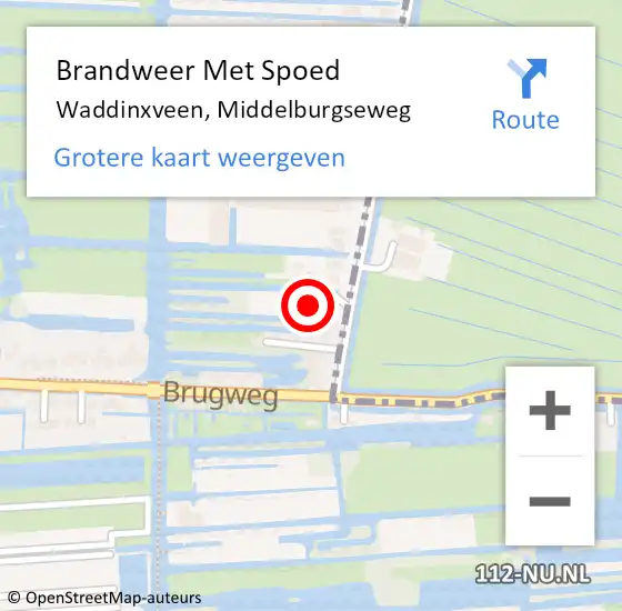 Locatie op kaart van de 112 melding: Brandweer Met Spoed Naar Waddinxveen, Middelburgseweg op 23 januari 2016 11:05