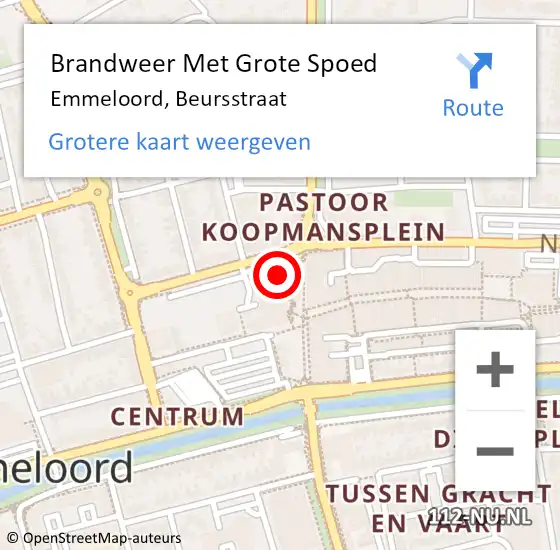 Locatie op kaart van de 112 melding: Brandweer Met Grote Spoed Naar Emmeloord, Beursstraat op 23 januari 2016 12:25