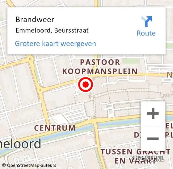 Locatie op kaart van de 112 melding: Brandweer Emmeloord, Beursstraat op 23 januari 2016 12:29