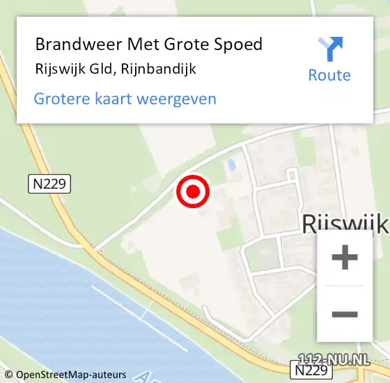 Locatie op kaart van de 112 melding: Brandweer Met Grote Spoed Naar Rijswijk Gld, Rijnbandijk op 23 januari 2016 12:38