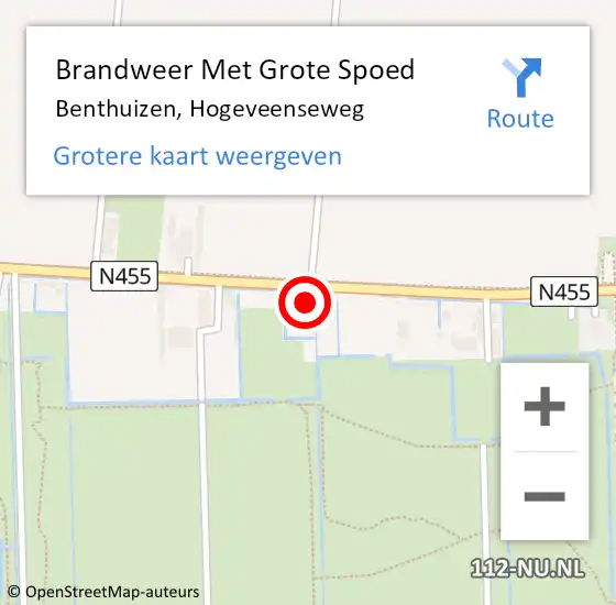 Locatie op kaart van de 112 melding: Brandweer Met Grote Spoed Naar Benthuizen, Hogeveenseweg op 23 januari 2016 13:35