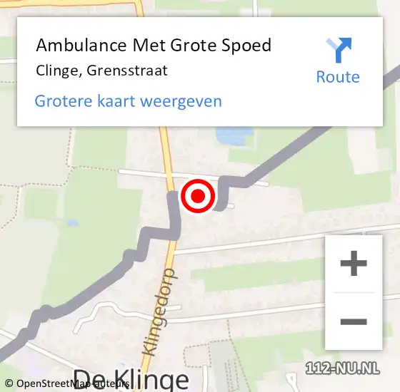 Locatie op kaart van de 112 melding: Ambulance Met Grote Spoed Naar Clinge, Grensstraat op 23 januari 2016 14:41