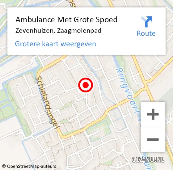 Locatie op kaart van de 112 melding: Ambulance Met Grote Spoed Naar Zevenhuizen, Zaagmolenpad op 4 december 2013 08:43