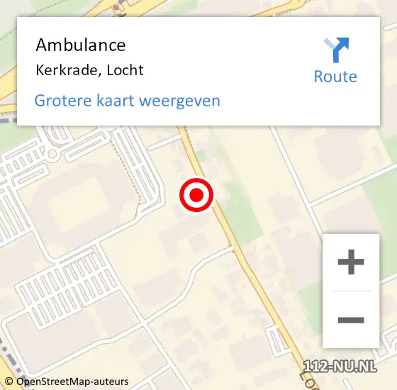 Locatie op kaart van de 112 melding: Ambulance Kerkrade, Locht op 23 januari 2016 15:39