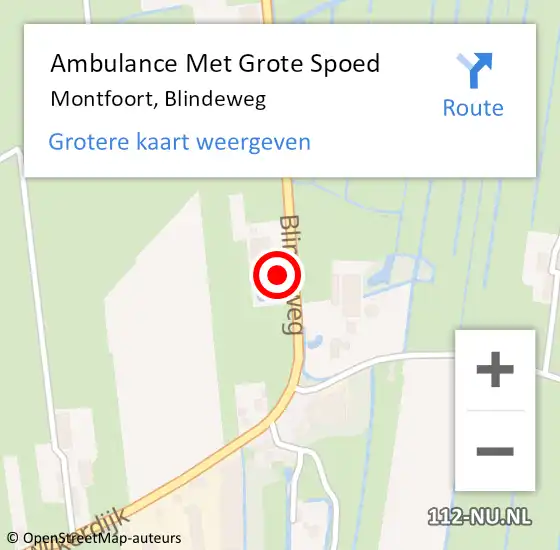 Locatie op kaart van de 112 melding: Ambulance Met Grote Spoed Naar Montfoort, Blindeweg op 23 januari 2016 16:00