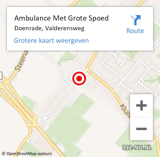 Locatie op kaart van de 112 melding: Ambulance Met Grote Spoed Naar Doenrade, Valderensweg op 14 september 2013 20:27