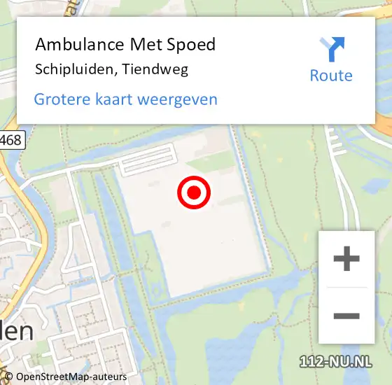 Locatie op kaart van de 112 melding: Ambulance Met Spoed Naar Schipluiden, Tiendweg op 23 januari 2016 16:32