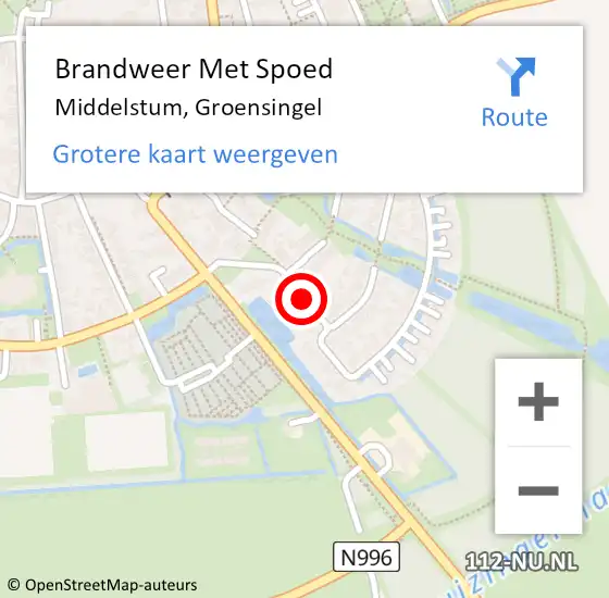 Locatie op kaart van de 112 melding: Brandweer Met Spoed Naar Middelstum, Groensingel op 23 januari 2016 18:04