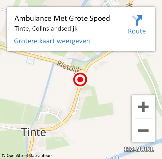 Locatie op kaart van de 112 melding: Ambulance Met Grote Spoed Naar Tinte, Colinslandsedijk op 23 januari 2016 18:36